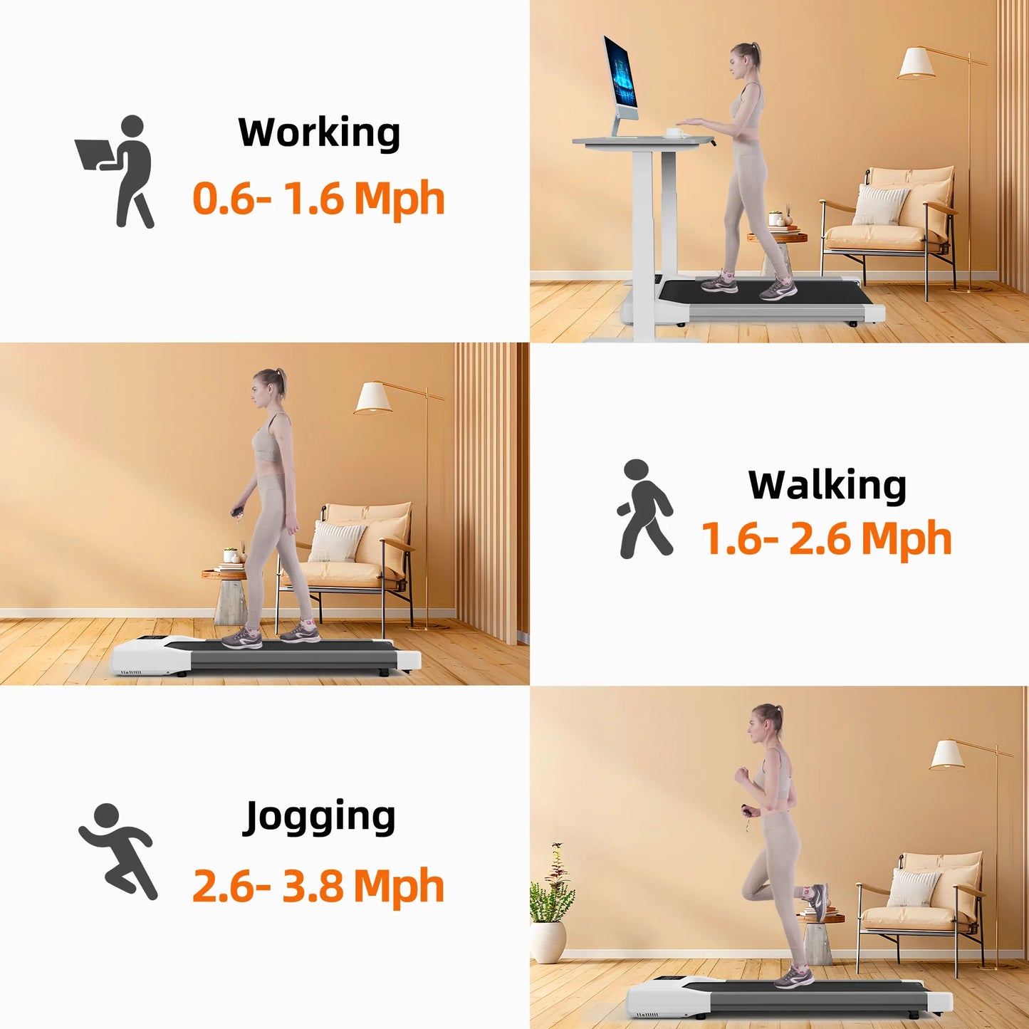 Walking Pad 300Lb, under Desk Treadmill with Remote Control 2 in 1 Portable Walking Pad Treadmill for Home/Office(Black)