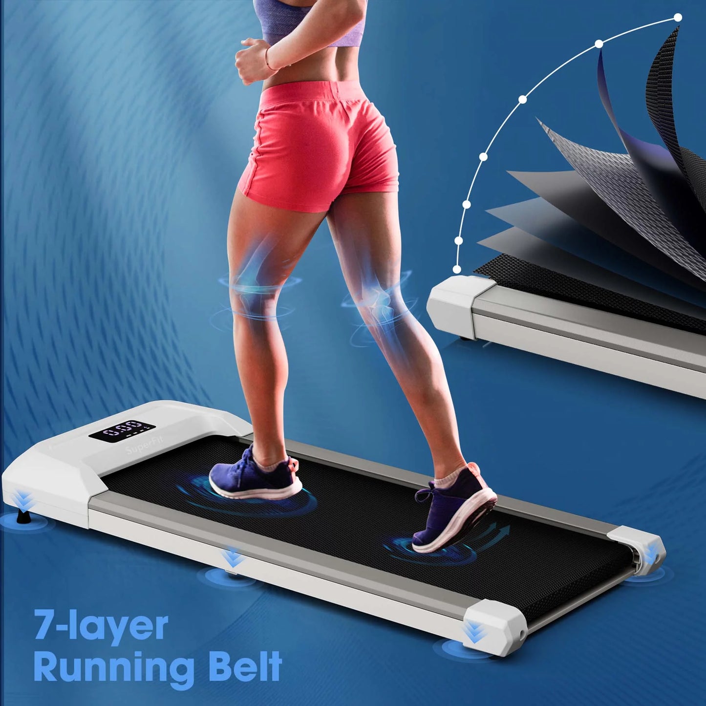 Superfit 0.6-3.8MPH Walking Pad under Desk Treadmill with Remote Control and LED Display Pink