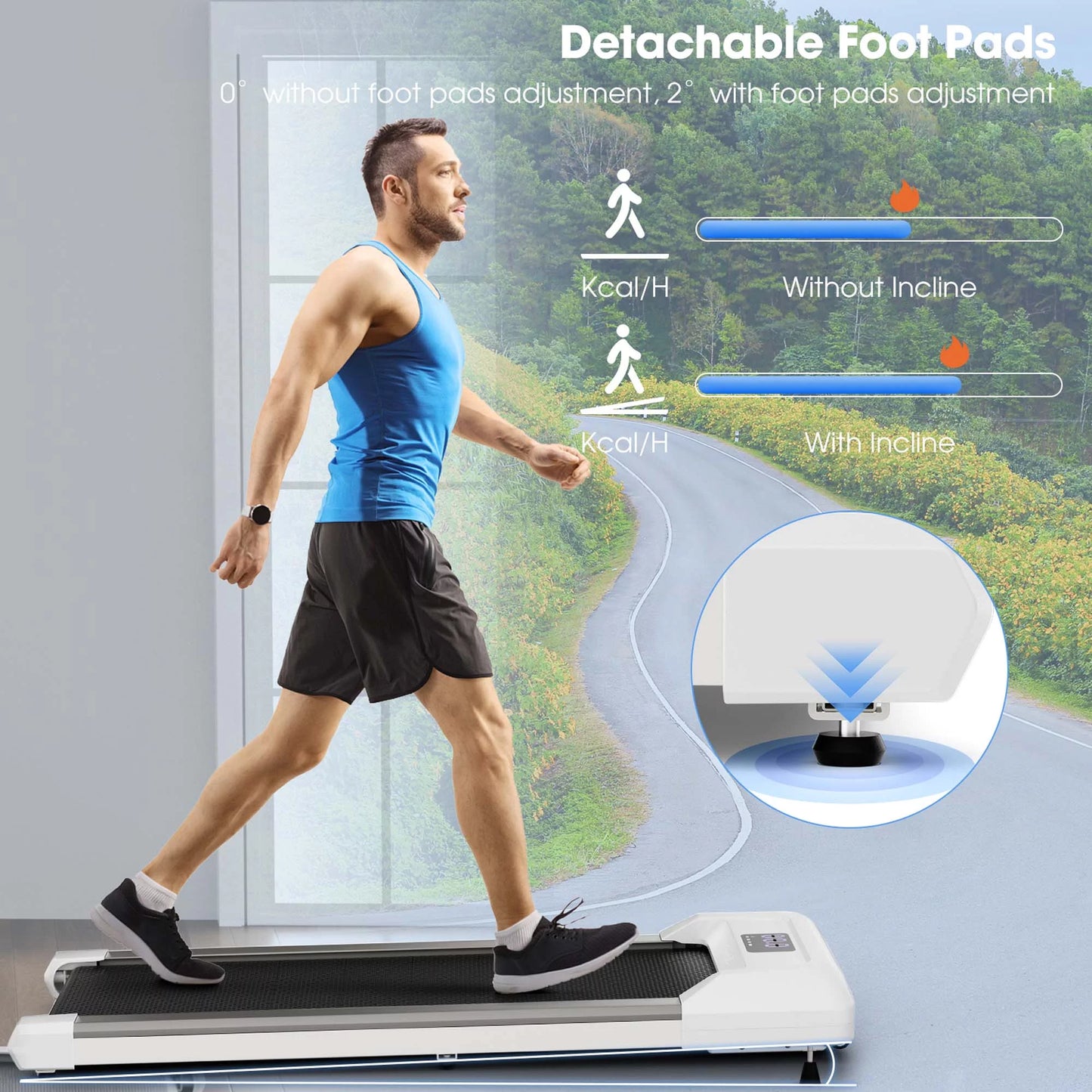 Superfit 0.6-3.8MPH Walking Pad under Desk Treadmill with Remote Control and LED Display Pink