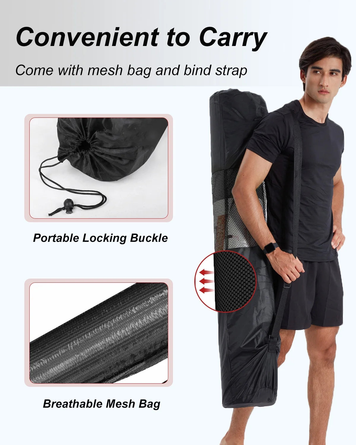 Large Yoga Mat 78X51" 10Mm Thick Foam Exercise Mat for Home Gym Pilates Floor Workout Black