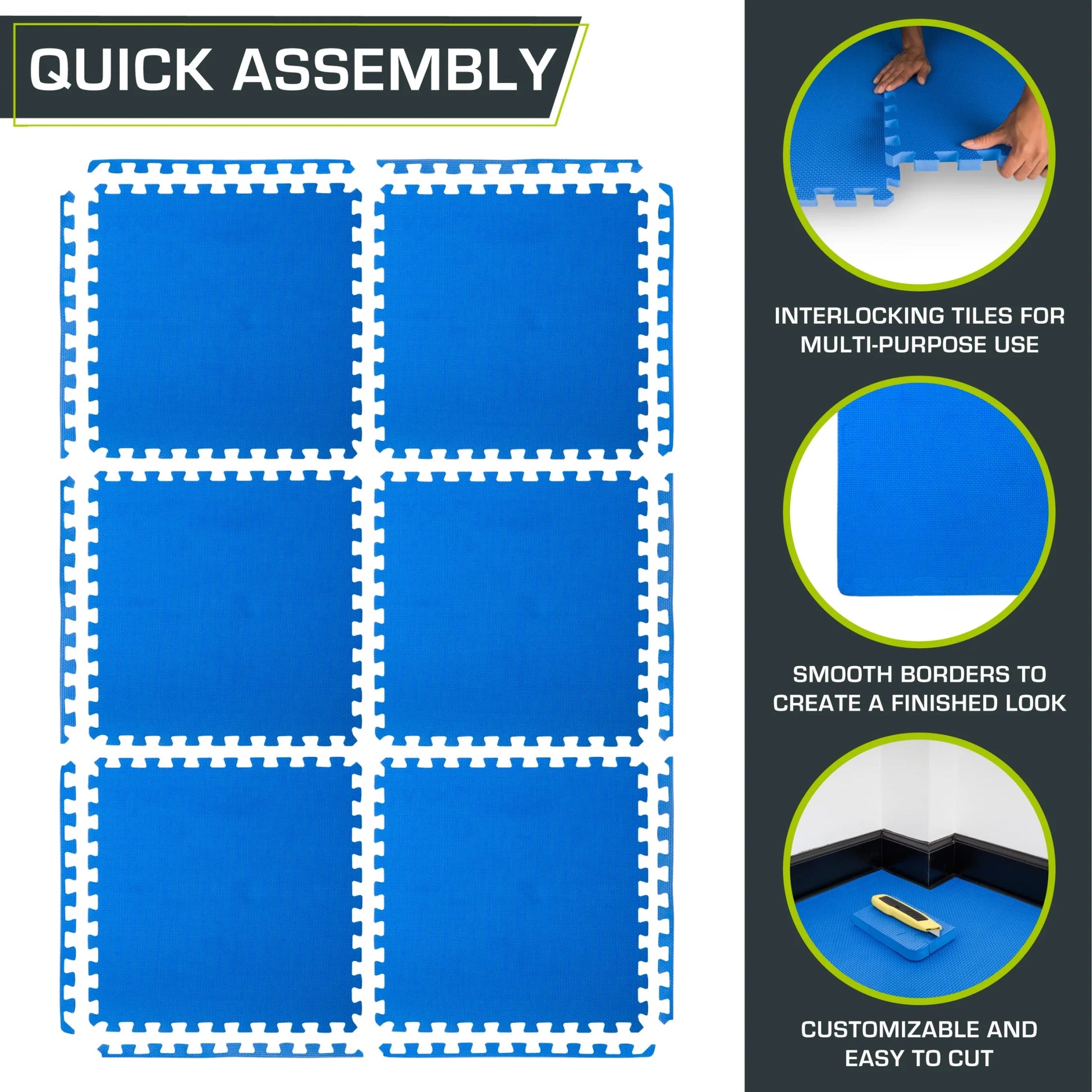 Extra Thick Puzzle Exercise Mat 3/4" EVA Foam Tiles