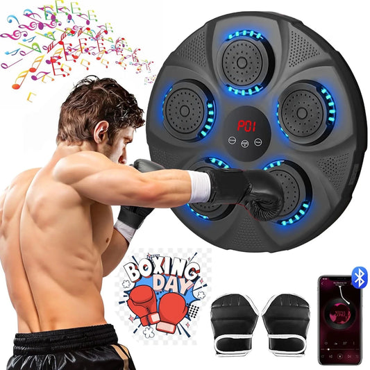 Music Boxing Machine with Boxing Gloves, Smart Bluetooth Boxing Equipment, Intelligent Boxing Machine, Target Training Punching Boxing Machine for Home, Indoor, Gym, Training
