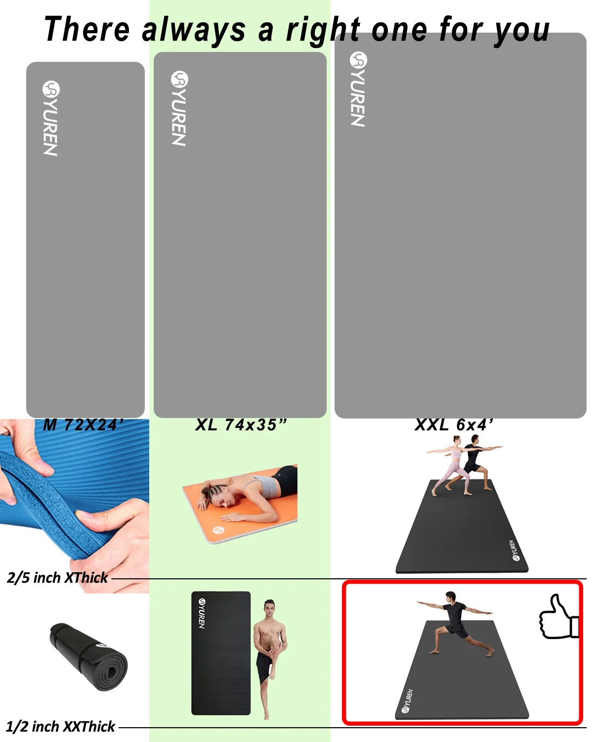 Large Yoga Mat 78X51" 10Mm Thick Foam Exercise Mat for Home Gym Pilates Floor Workout Black
