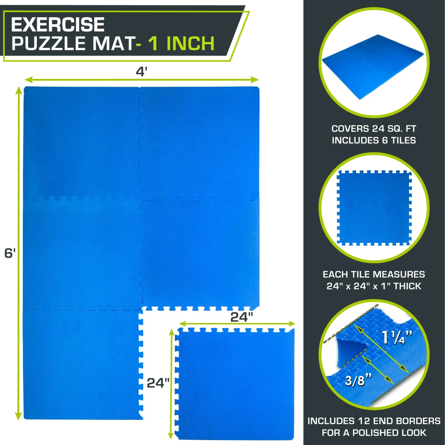 Extra Thick Puzzle Exercise Mat 3/4" EVA Foam Tiles